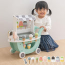 アイス屋さんカート キャスター付き おままごと アイスクリーム カート お店屋さん 木製 食べ物 クリーム アイスキャンディ スクープ セット 小さめ 1人 2人 アイスカート ぼん家具