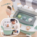 アイス屋さんカート キャスター付き おままごと アイスクリーム カート お店屋さん 木製 食べ物 クリーム アイスキャンディ スクープ セット 小さめ 1人 2人 アイスカート ぼん家具