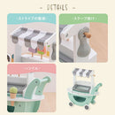 アイス屋さんカート キャスター付き おままごと アイスクリーム カート お店屋さん 木製 食べ物 クリーム アイスキャンディ スクープ セット 小さめ 1人 2人 アイスカート ぼん家具