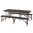 フォールディングテーブル＆ベンチ〔3点セット〕 ガーデンテーブルセット ガーデンテーブル 折りたたみ 6人掛け ガーデン テーブル ベンチ 3点セット ラタン調 屋外 おしゃれ 庭 BBQ アウトドア 180cm ぼん家具