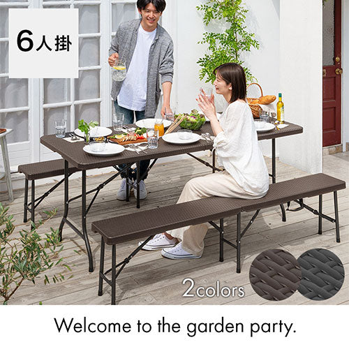 フォールディングテーブル＆ベンチ〔3点セット〕