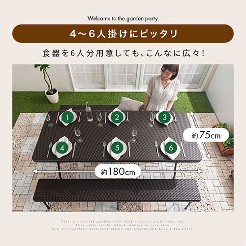 フォールディングテーブル＆ベンチ〔3点セット〕