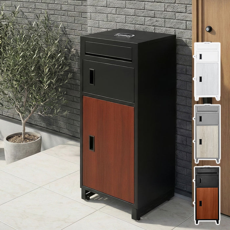 メールBOX付き宅配ボックス 木目 ポスト一体型 玄関用品 宅配ボックス