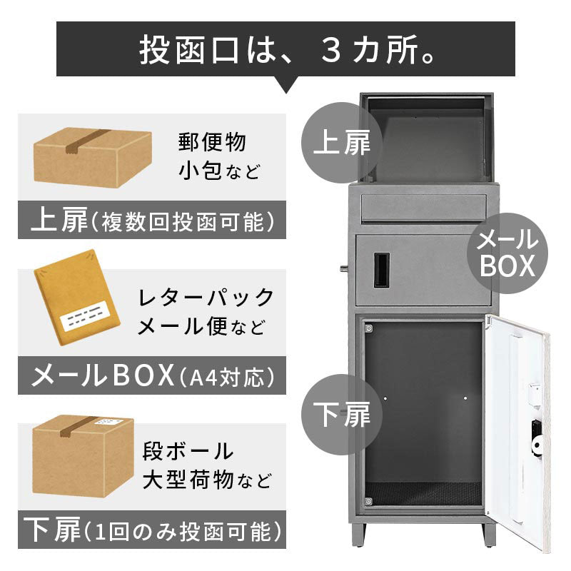 メールBOX付き宅配ボックス 木目 ポスト一体型