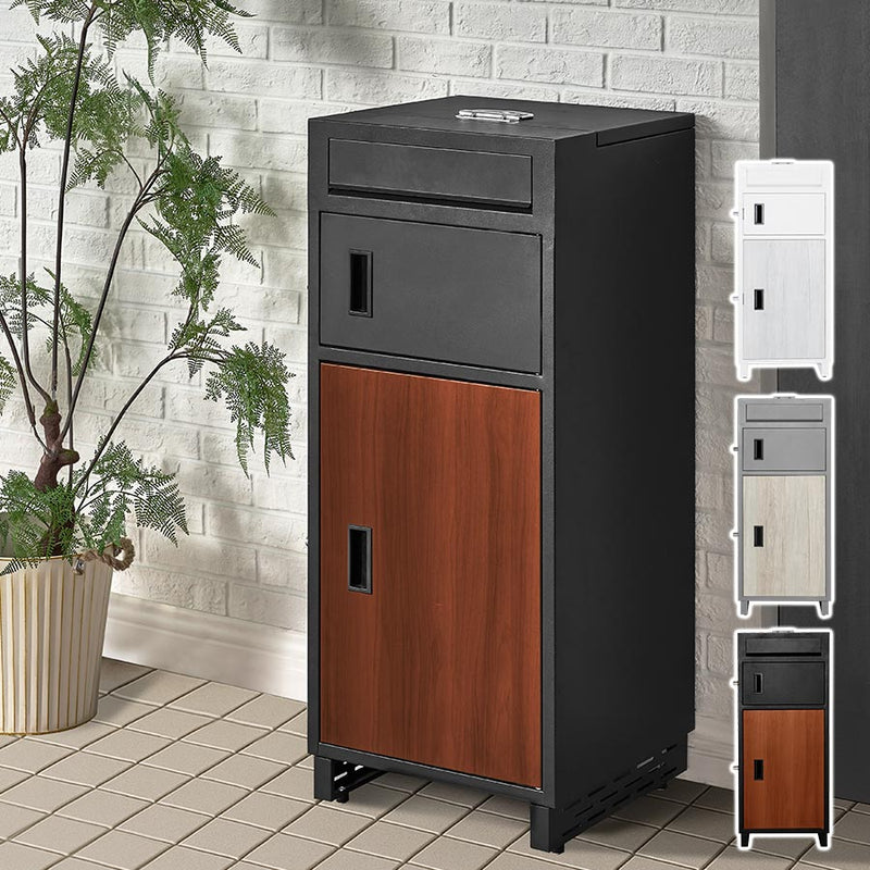 メールBOX付き宅配ボックス 木目 ポスト一体型