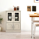 キッチン収納〔食器棚・ロータイプ〕 キッチンキャビネット ロータイプ 可動棚 ガラス扉付き 食器棚 コンパクト 収納 木目調 ぼん家具