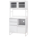 キッチンボード〔幅90cm／幅120cm〕 食器棚 レンジ台 キッチンボード レンジボード 大型レンジ 炊飯器 収納 大容量 コンセント カウンター天板 ガラス扉 引き出し キッチン 収納棚 ぼん家具