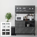 キッチンボード〔幅90cm／幅120cm〕 食器棚 レンジ台 キッチンボード レンジボード 大型レンジ 炊飯器 収納 大容量 コンセント カウンター天板 ガラス扉 引き出し キッチン 収納棚 ぼん家具