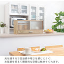 カウンター上置き収納棚〔幅60cm〕 カウンター上収納ラック 引き出し ガラス扉付き 食器棚 カップボード キッチン ぼん家具