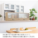 カウンター上置き収納棚〔幅90cm〕 カウンター上収納ラック 引き出し ガラス扉付き ミニ食器棚 カップボード キッチン ぼん家具