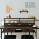 カウンター上置き収納棚〔幅120cm〕 カウンター上収納ラック 引き出し ガラス扉付き 食器棚 カップボード キッチン ぼん家具