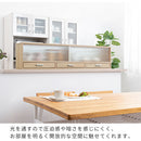 カウンター上置き収納棚〔幅120cm〕 カウンター上収納ラック 引き出し ガラス扉付き 食器棚 カップボード キッチン ぼん家具