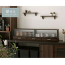 カウンター上置き収納棚〔幅120cm〕 カウンター上収納ラック 引き出し ガラス扉付き 食器棚 カップボード キッチン ぼん家具