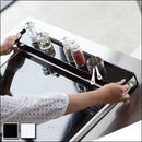 棚付き伸縮排気口カバー 排気口カバー 棚付き 伸縮式 油ハネガード 調味料 収納 コンロ キッチンラック 伸縮 グリル排気口カバー おしゃれ TOWER 山崎実業 山崎実業