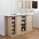 カウンター下収納〔幅60cm・奥行30cm〕 カウンター下収納 薄型 4段 可動棚 引き戸 食器棚 キャビネット キッチン 木目調 北欧 ぼん家具