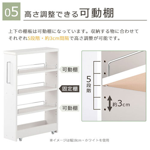すき間ワゴンラック ロータイプ〔幅16／18／20cm〕 ぼん家具の
