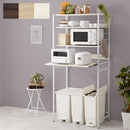 スライド棚付きゴミ箱上ラック〔幅80cm〕 レンジラック ゴミ箱上ラック スリム レンジ台 幅80 食器棚 おしゃれ キッチンボード ゴミ箱上棚 キッチン 収納 スライド棚 炊飯器 トースター ぼん家具