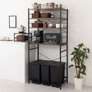 ゴミ箱上ラック〔幅80cm〕 ゴミ箱上ラック スライド棚 4段 可動棚 レンジ台 キッチン トースター 収納 木目調 ぼん家具