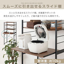 ゴミ箱上ラック〔幅80cm〕 ゴミ箱上ラック スライド棚 4段 可動棚 レンジ台 キッチン トースター 収納 木目調 ぼん家具