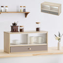 カウンター上置き収納棚〔幅60cm〕 カウンター上収納ラック 引き出し ガラス扉付き 韓国インテリア グレージュ PUTUPUTU