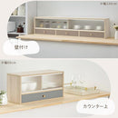 カウンター上置き収納棚〔幅60cm〕 カウンター上収納ラック 引き出し ガラス扉付き 韓国インテリア グレージュ PUTUPUTU