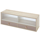 カウンター上置き収納棚〔幅90cm〕 カウンター上収納ラック 引き出し ガラス扉付き 韓国インテリア グレージュ PUTUPUTU