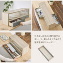 カウンター上置き収納棚〔幅90cm〕 カウンター上収納ラック 引き出し ガラス扉付き 韓国インテリア グレージュ PUTUPUTU