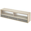 カウンター上置き収納棚〔幅120cm〕 カウンター上収納ラック 引き出し ガラス扉付き 韓国インテリア グレージュ PUTUPUTU