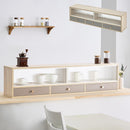 カウンター上置き収納棚〔幅120cm〕 カウンター上収納ラック 引き出し ガラス扉付き 韓国インテリア グレージュ PUTUPUTU