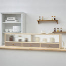 カウンター上置き収納棚〔幅120cm〕 カウンター上収納ラック 引き出し ガラス扉付き 韓国インテリア グレージュ PUTUPUTU