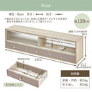 カウンター上置き収納棚〔幅120cm〕 カウンター上収納ラック 引き出し ガラス扉付き 韓国インテリア グレージュ PUTUPUTU