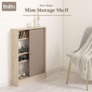 カウンター下収納〔幅60cm・奥行15cm〕 カウンター下収納 薄型 4段 可動棚 引き戸 韓国インテリア グレージュ 食器 PUTUPUTU