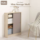 カウンター下収納〔幅60cm・奥行20cm〕 カウンター下収納 薄型 4段 可動棚 引き戸 韓国インテリア グレージュ 食器 PUTUPUTU