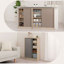 カウンター下収納〔幅60cm・奥行20cm〕 カウンター下収納 薄型 4段 可動棚 引き戸 韓国インテリア グレージュ 食器 PUTUPUTU