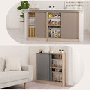 カウンター下収納〔幅90cm・奥行15cm〕 カウンター下収納 薄型 4段 可動棚 引き戸 韓国インテリア グレージュ 食器 PUTUPUTU