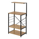 キッチンラック 3段＋上棚付き 木製×スチール