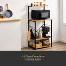 キッチンラック 3段＋上棚付き 木製×スチール