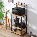 キッチンラック 3段＋上棚付き 木製×スチール