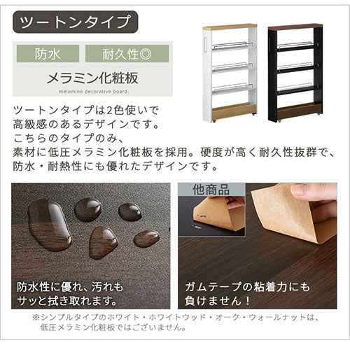 すき間ワゴンラック ロータイプ〔幅10～14cm〕