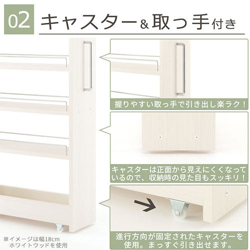 すき間ワゴンラック ロータイプ 幅16～20cm 収納家具 キッチン収納の