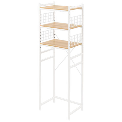 棚板3段 木目調×スチール 冷蔵庫上ラック キッチン収納 キッチンラック