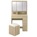 3面鏡ドレッサー ドレッサー 三面鏡 椅子付き 化粧台 鏡 3面ミラー 収納付き スツールセット ミラー裏収納 ティッシュ収納 コンセント付き 引き出し収納 サイドフック ぼん家具