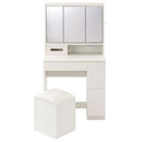 3面鏡ドレッサー ドレッサー 三面鏡 椅子付き 化粧台 鏡 3面ミラー 収納付き スツールセット ミラー裏収納 ティッシュ収納 コンセント付き 引き出し収納 サイドフック ぼん家具