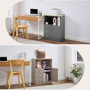 コンセント付FAX台 キャビネット 電話台 扉付き 引き出し コンセント 韓国インテリア グレージュ  PUTUPUTU