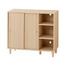 キャビネット〔B〕幅90cm スライド2扉 オープン3段 キャビネット リビングボード リビング 収納 棚 可動式 オープンラック 3段 扉付き 脚付き TV台 収納家具 寝室 玄関収納 キッチン収納 マルチラック ぼん家具