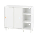 キャビネット〔B〕幅90cm スライド2扉 オープン3段 キャビネット リビングボード リビング 収納 棚 可動式 オープンラック 3段 扉付き 脚付き TV台 収納家具 寝室 玄関収納 キッチン収納 マルチラック ぼん家具