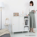 キャビネット〔B〕幅90cm スライド2扉 オープン3段 キャビネット リビングボード リビング 収納 棚 可動式 オープンラック 3段 扉付き 脚付き TV台 収納家具 寝室 玄関収納 キッチン収納 マルチラック ぼん家具