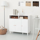 キャビネット〔C〕幅90cm オープン2列 3扉 キャビネット リビングボード リビング 収納 可動 棚 2段 オープンスペース 扉 脚付き TV台 収納家具 寝室 玄関収納 キッチン収納 マルチラック 北欧 ぼん家具