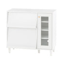 キャビネット〔D〕幅90cm フラップ2扉 ガラス扉4段 キャビネット ガラス扉 リビングボード テレビ台 フラップ扉 リビング 収納棚 3段 脚付き 収納家具 寝室 玄関収納 キッチン収納 マルチラック 白 茶色 ぼん家具