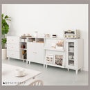 キャビネット〔D〕幅90cm フラップ2扉 ガラス扉4段 キャビネット ガラス扉 リビングボード テレビ台 フラップ扉 リビング 収納棚 3段 脚付き 収納家具 寝室 玄関収納 キッチン収納 マルチラック 白 茶色 ぼん家具